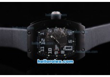 Richard Mille RM 005 PVD Case Black Dial with White Number Marking and Balck Leather Strap