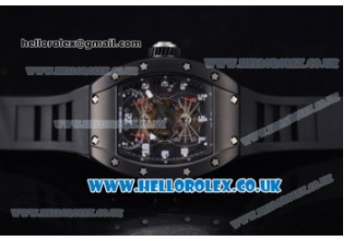 Richard Mille RM 022 Carbone Tourbillon Aerodyne Double Time Zone 1:1 PVD Case Skeleton Dial on Black Rubber Strap 