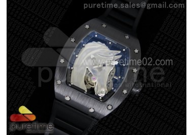 RM52-02 Horse Unique Piece Real Ceramic on Black Rubber Strap MIYOTA8215