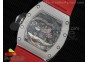 RM053 SS Fake Tourbillon Full Paved Diamonds Skeleton Dial on Red Rubber Strap A2824