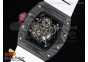 RM055 Forge Carbon Titanium Case KVF Best Edition Skeleton Dial White Inner Bezel on White Rubber Strap MIYOTA8215