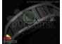 RM055 Black Ceramic Green Inner Bezel Skeleton Dial on Black Rubber Strap MIYOTA8215