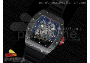 RM055 Black Ceramic Black/Red Inner Bezel Skeleton Dial on Black Rubber Strap MIYOTA8215