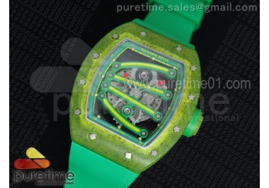RM 059 Yohan Blake Green Inner Bezel Skeleton Dial on Green Rubber Strap 6T51