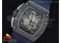 RM061 Black Ceramic Blue Inner Bezel Skeleton Dial on Blue Rubber Strap MIYOTA8215