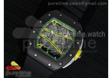 RM061 PVD RMF Green Inner Bezel Skeleton Dial on Black Rubber Strap MIYOTA9015