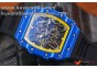 RICHARD MILLE 35-02 RAFAEL NADAL BLUE PLASTIC BEZEL YELLOW INNERBEZEL  MIYOTA8215