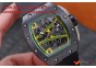 RICHARD MILLE 055 BLACK CERAMIC BEZEL /YELLOW INNER BEZEL SKELETON DIAL.MIYOTA8215