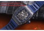 RICHARD MILLE 055 BLACK CERAMIC BEZEL/BLUE INNER BEZEL SKELETON DIAL.MIYOTA8215