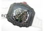 RM035-02 Forged Carbon Case V2 KVF Best Edition Skeleton Dial Red Crown on White Rubber Strap MIYOTA8215
