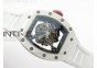 RM055 Real White Ceramic Case KVF Best Edition Skeleton Dial Red on White Rubber Strap MIYOTA8215
