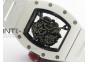 RM055 Real White Ceramic Case KVF Best Edition Skeleton Dial Red on White Rubber Strap MIYOTA8215