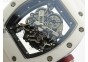RM055 Real White Ceramic Case KVF Best Edition Skeleton Dial Red on White Rubber Strap MIYOTA8215