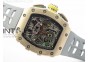 RM011 RG Chronograph RG Case KVF 1:1 Best Edition Crystal Skeleton Dial on Gray Rubber Strap A7750