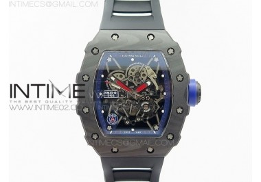 RM035-01 Forged Carbon Case V2 KVF Best Edition Skeleton Dial Blue Crown on Black Rubber Strap MIYOTA8215