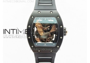 RM023 Real Ceramic Case KVF Best Edition Eagle Skeleton Dial RG Crown on Black Rubber Strap MIYOTA8215