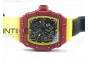 RM 035-2 Red Forged Carbon Yellow Inner Bezel Skeleton Dial on Yellow Nylon Strap MIYOTA9015