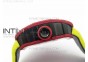 RM 035-2 Red Forged Carbon Yellow Inner Bezel Skeleton Dial on Yellow Nylon Strap MIYOTA9015