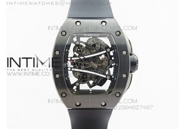 RM061 Real Black Ceramic KVF Black Inner Bezel Skeleton Dial on Black Rubber Strap MIYOTA8215