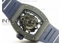 RM055 Real Black Ceramic KVF Blue Inner Bezel Skeleton Dial on Blue Rubber Strap MIYOTA8215