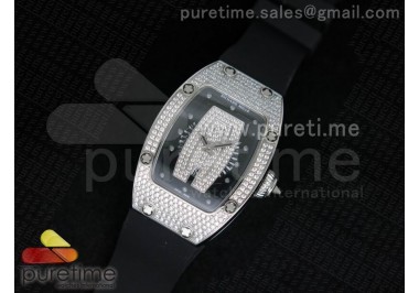 RM 007 Lady SS Diamonds Dial on Black Rubber Strap 6T51