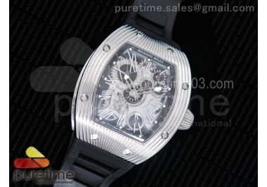 RM018 ‘Hommage a Boucheron’ SS Black Skeleton Dial on Black Rubber Strap 6T51