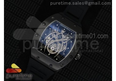 RM 19-01 Tourbillon PVD Skeleton Spider Dial on Black Rubber Strap 6T51