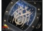 RM 19-01 Tourbillon PVD Skeleton Rose Gold Spider Dial on Black Rubber Strap 6T51