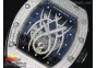 RM 19-01 Tourbillon SS Full Paved Diamonds Case Skeleton Spider Dial on Black Rubber Strap 6T51