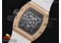 RM 19-01 Tourbillon RG Full Paved Diamonds Case Skeleton Spider Dial on White Rubber Strap 6T51
