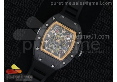 RM022 Forge Carbon Black Inner Bezel Skeleton Dial on Black Rubber Strap MIYOTA 9015