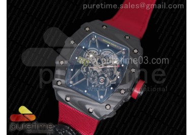 RM035-02 Rafael Nadal Forged Carbon Caseback KVF Best Edition Skeleton Dial on Red Nylon Strap MIYOTA8215
