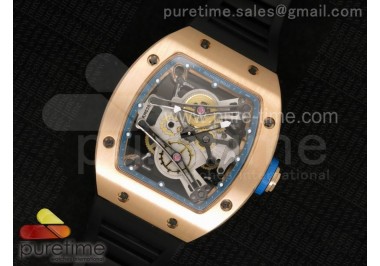 RM038 RG Blue Inner Bezel Skeleton Dial on Black Rubber Strap Jap Quartz