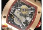 RM038 RG Red Inner Bezel Skeleton Dial on Black Rubber Strap Jap Quartz