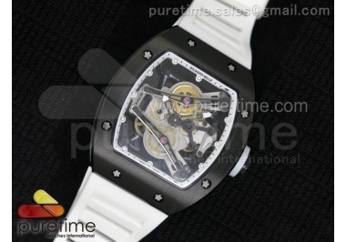 RM038 PVD White Inner Bezel Skeleton Dial on White Rubber Strap Jap Quartz