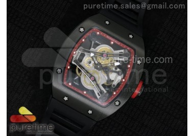 RM038 PVD Red Inner Bezel Skeleton Dial on Black Rubber Strap Jap Quartz