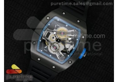 RM038 PVD Blue Inner Bezel Skeleton Dial on Black Rubber Strap Jap Quartz