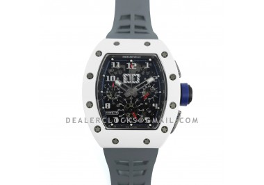 RM 011 Saint Tropez Polo Club White ATZ Ceramic and Titanium on Grey Rubber Strap