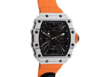 RM 012-01 Tourbillon White NTPT Carbon on Orange Nylon Strap