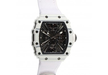 RM 012-01 Tourbillon White NTPT Carbon on White Nylon Strap