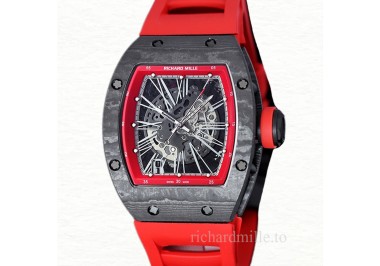 Richard Mille RM 010 Men Automatic Carbon Fiber Rubber Band Transparent Dial