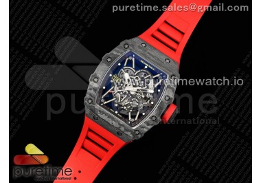 RM035-02 Real NTPT ZF 1:1 Best Edition Skeleton Dial on Red Rubber Strap NH05A V4