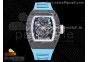 RM055 Real NTPT ZF 1:1 Best Edition Skeleton White Dial on Blue Rubber Strap NH05A V3