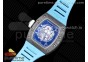 RM055 Real NTPT ZF 1:1 Best Edition Skeleton White Dial on Blue Rubber Strap NH05A V3