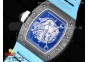 RM055 Real NTPT ZF 1:1 Best Edition Skeleton White Dial on Blue Rubber Strap NH05A V3