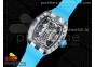 RM 53-01 Transparent Case Real Tourbillon Pablo Mac Donough JBF Best Edition on Blue Rubber Strap V2