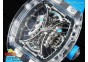 RM 53-01 Transparent Case Real Tourbillon Pablo Mac Donough JBF Best Edition on Blue Rubber Strap V2