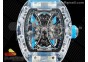 RM 53-01 Transparent Case Real Tourbillon Pablo Mac Donough JBF Best Edition on Blue Rubber Strap V2