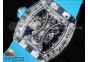 RM 53-01 Transparent Case Real Tourbillon Pablo Mac Donough JBF Best Edition on Blue Rubber Strap V2