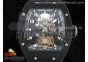 RM001 Tourbillon PVD 3KF Best Edition Black Dial on Black Leather Strap